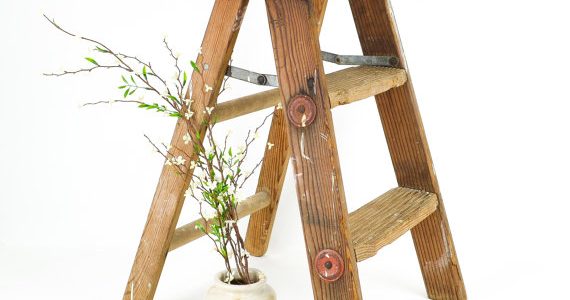 wooden folding step ladder