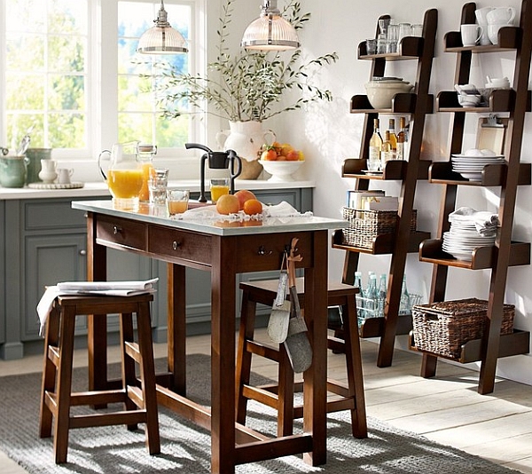 wooden ladder shelves