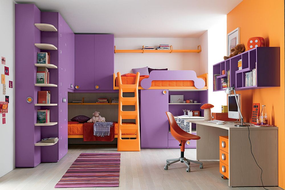 kids bedroom with ladder